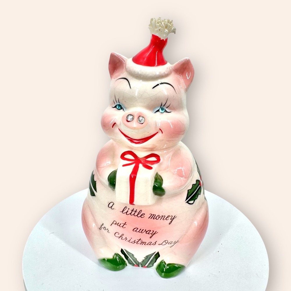 Vintage 1950s Kreiss Ceramic Christmas Santa Piggy Bank‎ w/ Original Plug Japan